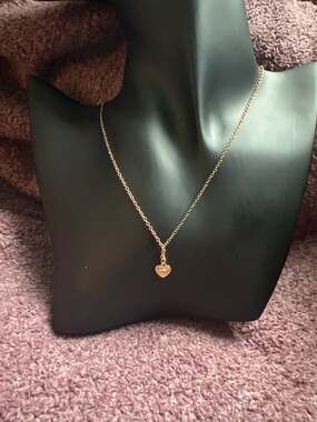 Coach Rose Gold Tone Mini Signature Heart Pendant Necklace